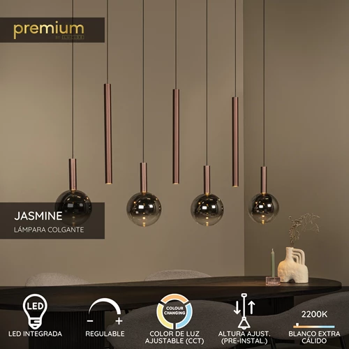 Lucide JASMINE - Lámpara colgante - LED Regul. - CCT - 7x4W 2200K/3300K - Cobre | Premium - USP